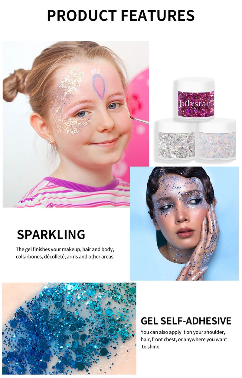 Ombretto in gel con paillettes di colore liquido per trucco natalizio monocromatico con diamante spezzato di bellezza_voghion.com