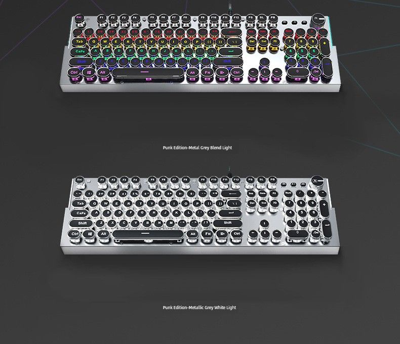 X60 Steam Transparent Punk Retro Nical Key Mouse Suit Gaming Male Titanium Alloy Keyboard With Knob_voghion.com