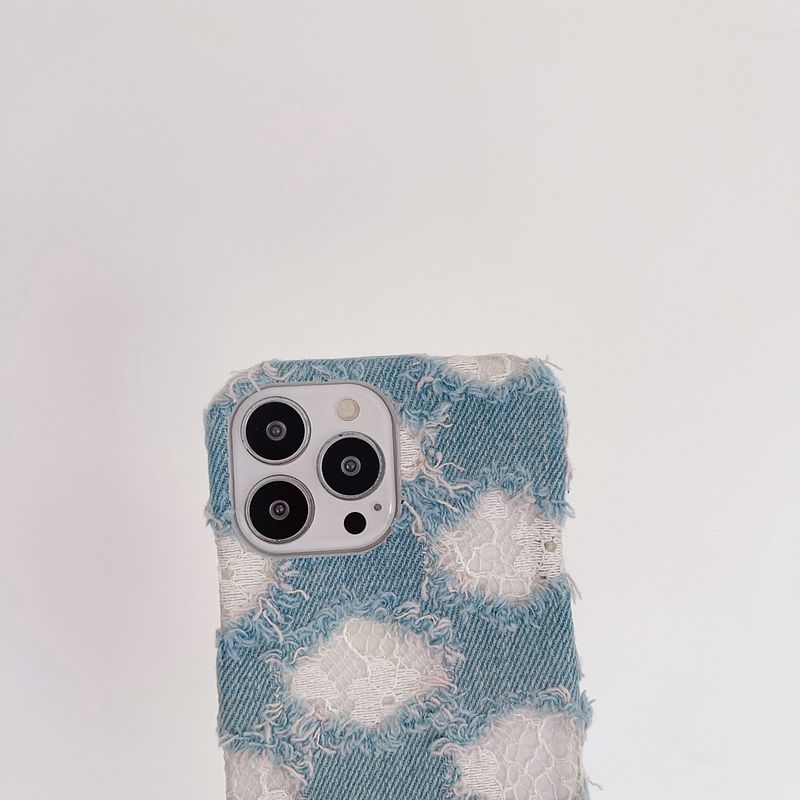 Capa de celular estilo jeans adequada para iPhone14 Apple 13promax capa de celular criativa 12 renda 11 modelo feminino_voghion.com