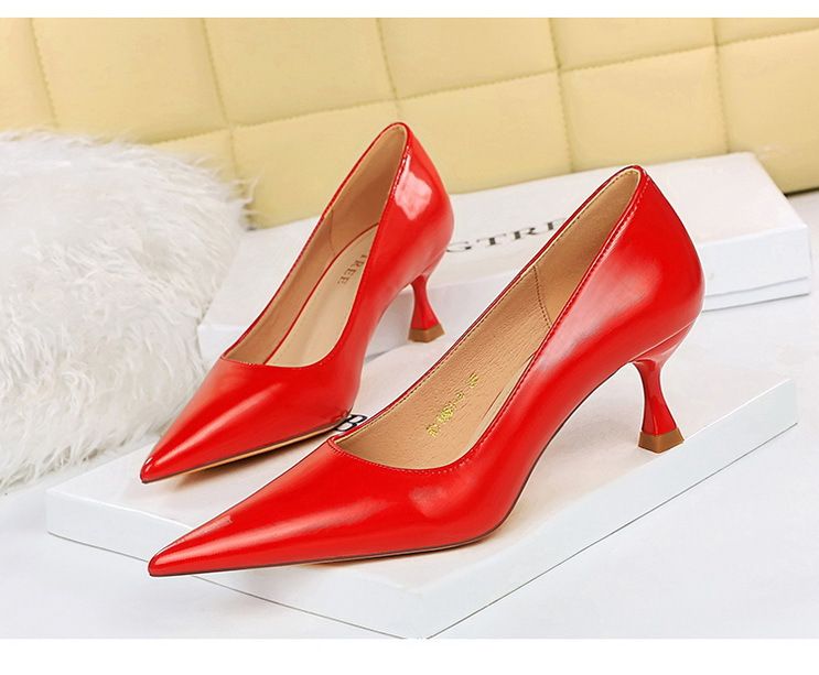 Mode elegante pediküre einfach alle-passenden high heels frauen schuhe high heels flach mund spitz frühling und herbst einzelnen schuhe_voghion.com