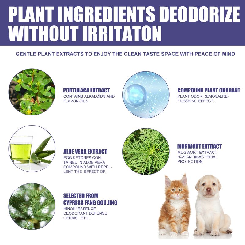 Deodorantspray för husdjur, ta bort lukt för hundar och katter, ta bort urinlukt, kroppslukt, avföringslukt, frisk luft_voghion.com