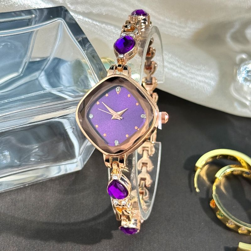 Orologi da donna con bracciale, alla moda, con diamanti, quadrati, a goccia, con diamanti, orologio da donna, orologio al quarzo, modello con bracciale_voghion.com