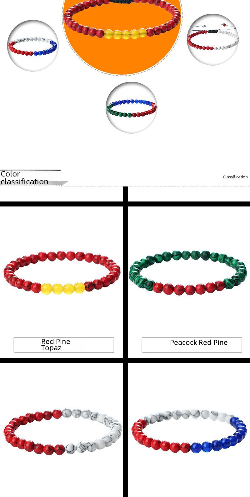 Unisex Schmuck Mode Rot Grün Weiß schwarz armband süße perlen armband türkis perlen gewebt hand seil auf lager_voghion.com