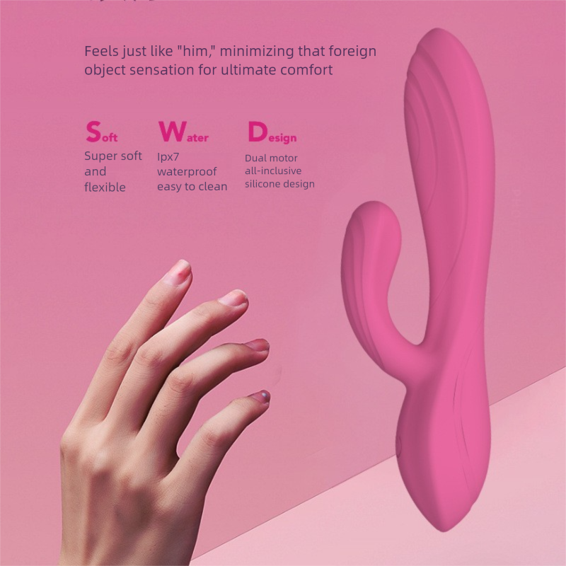 New Liquid Silicone Full Coverage Vibrator Female Masturbator Dual Head G-Spot Massager_voghion.com