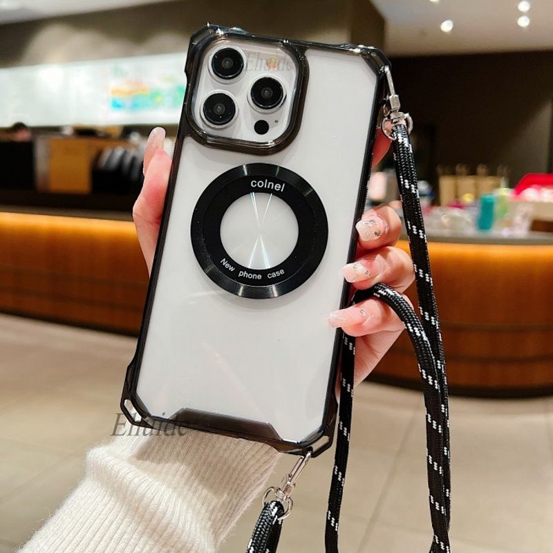 Wireless Magnetic Strap Case Samsung Galaxy S24 Ultra S23 Plus S22 S21 S20 FE A15 For Magsafe Charge Crossbody Lanyard_voghion.com