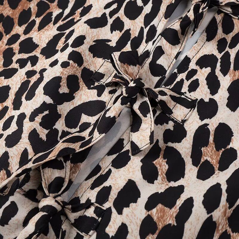 2025 Frühjahr Neue Damenmode Leopard Print Kurzarm Shirt_voghion.com