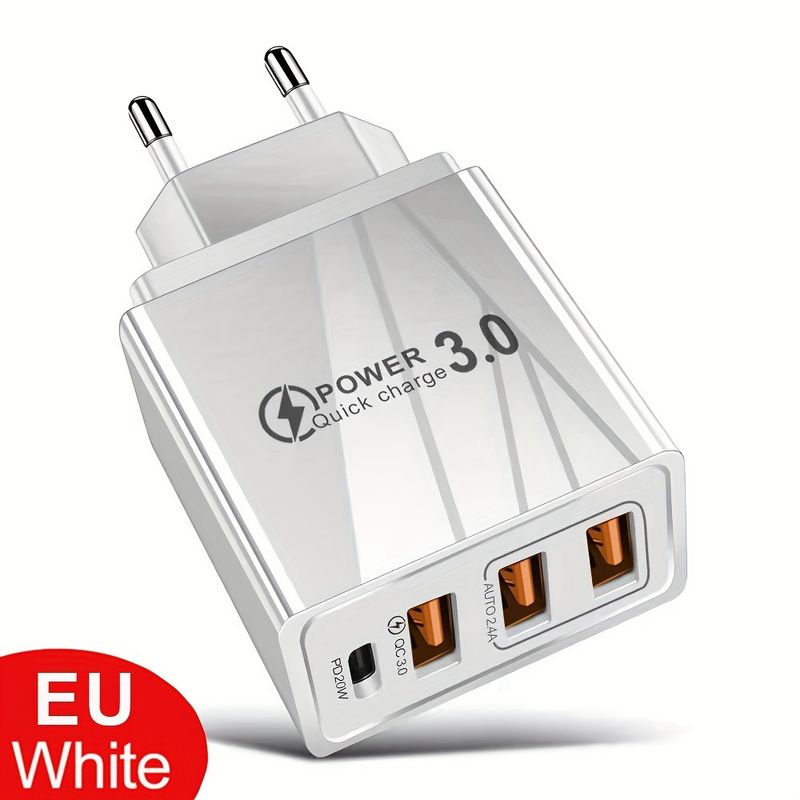 Cap de încărcare rapidă mobil cu mai multe porturi 3USB+PD Încărcător 3U+1C standard australian și britanic_voghion.com