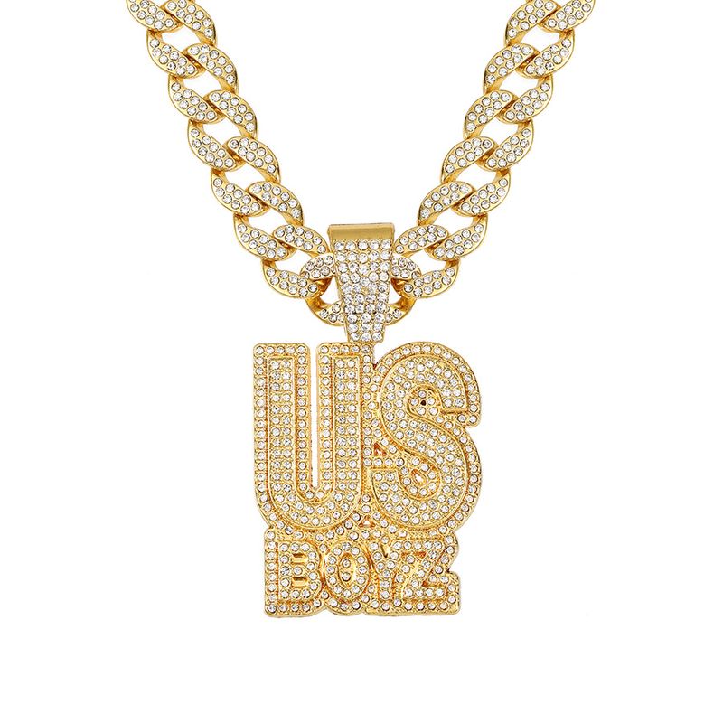 Lletter USBOYZ Anhänger Persönlichkeit Hip Hop Halskette kubanische Kette Legierung Persönlichkeit Retro Halskette_voghion.com