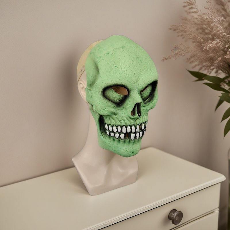 Maschera da teschio, cappuccio, spavento di Halloween, maschera spaventosa, casa stregata, travestimento, oggetti di scena, cosmetologia_voghion.com