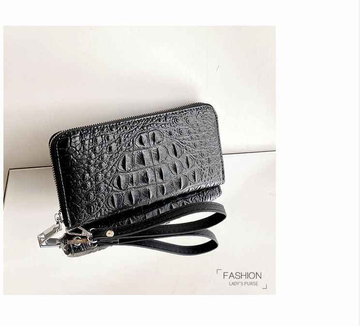 Bolsos para hombre, nuevo bolso de mano grande con estampado de cocodrilo, de un solo tirador, con múltiples ranuras para tarjetas y gran capacidad, con cremallera para teléfono móvil, moderno._voghion.com