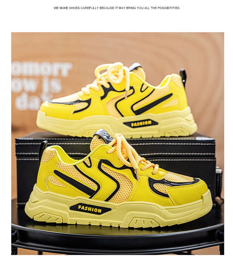 Herbst Herren Neue Atmungsaktive Mesh Weiß Vielseitige Dick-Sohle Sneakers Casual Board Dad Trendy Schuhe_voghion.com
