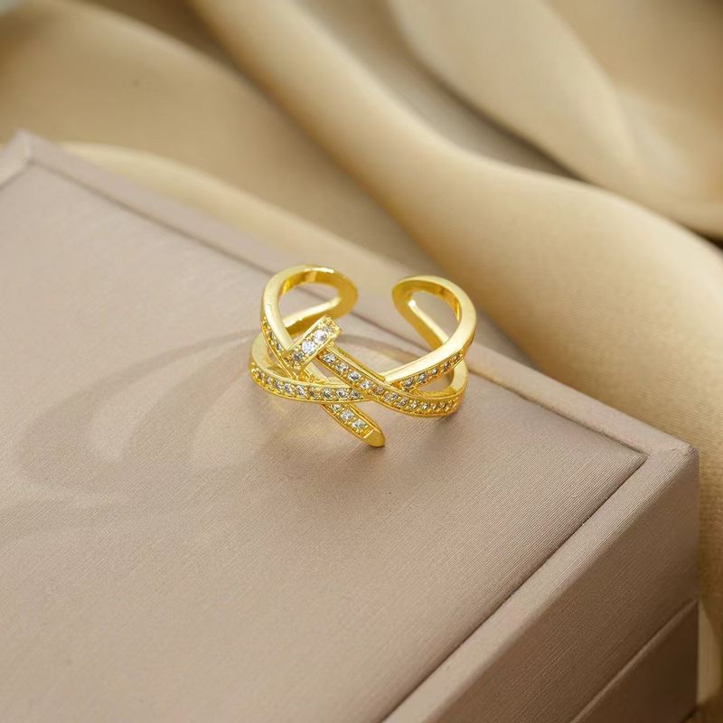 Full Diamond Zircon Belt Stud Stacking Open Niche Design Personality Ins Minimalist Style High-end Feel Ring_voghion.com