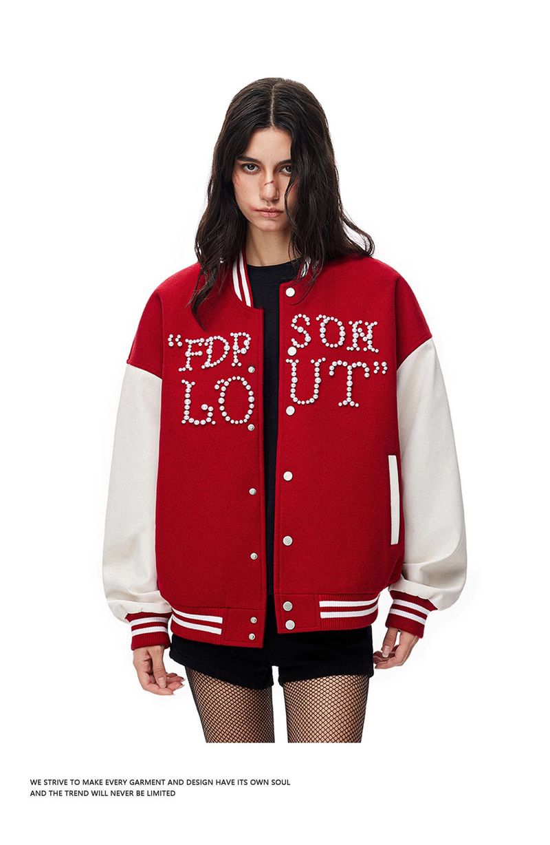 Pearl Buttoned Baseball Jacket Men's 2025 Spring And Autumn New Loose Trend Jacket Tops Couple Wear_voghion.com