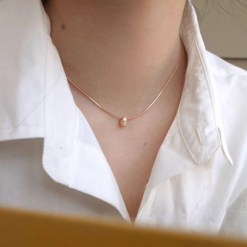 Collana con berretto geometrico minimalista da donna in argento sterling S925, semplice, di alta qualità, versatile, con catena per clavicola, all'ingrosso_voghion.com