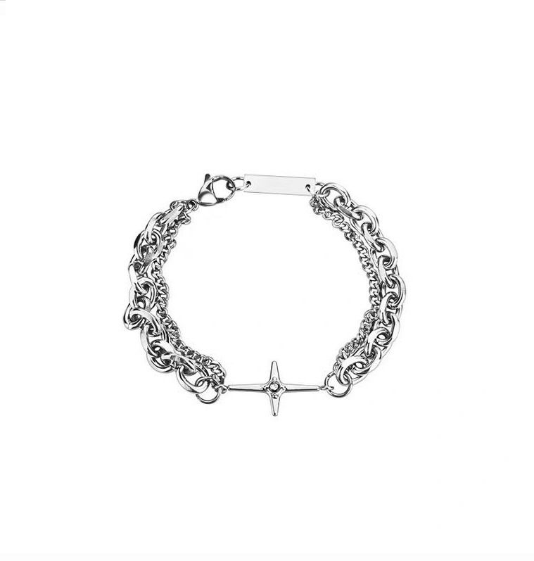 Cool Trend Star Couple Bracelet INS Niche Deign Internet Celebrity Acceorie Minimalit Hip-Hop Men' Jewelry_voghion.com