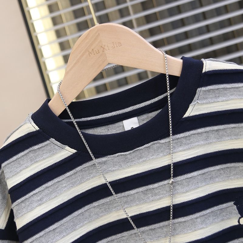 Maglietta a righe 2025 Nuova maglietta estiva sottile a maniche corte per bambini_voghion.com