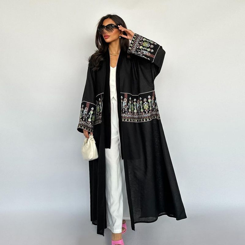 Women's Clothing Middle East Cardigan Embroidery Embroidered Robe_voghion.com