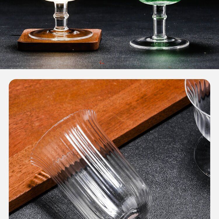Taça de coquetel de cristal listrada - Elegante copo alto para champanhe e suco (utensílio para bar de 12 oz, perfeito para drinques longos, bebidas geladas e decoração de festas)_voghion.com