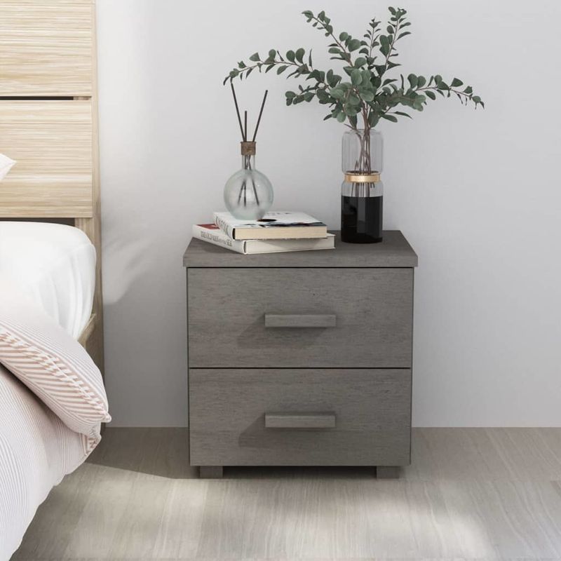 Bedside Cabinet HAMAR Light Gray 15.7"x13.8"x17.5" Solid Pinewood_voghion.com