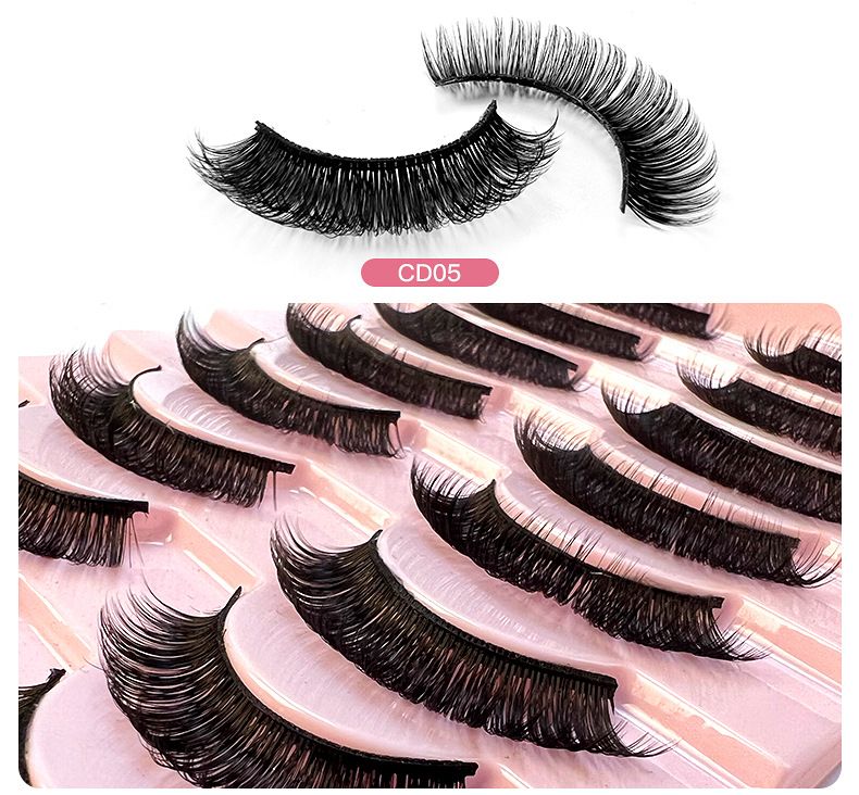 Künstliche Wimpern 10 Paar große Rolle Naturfaser Curl Wimpern dick natürlich_voghion.com