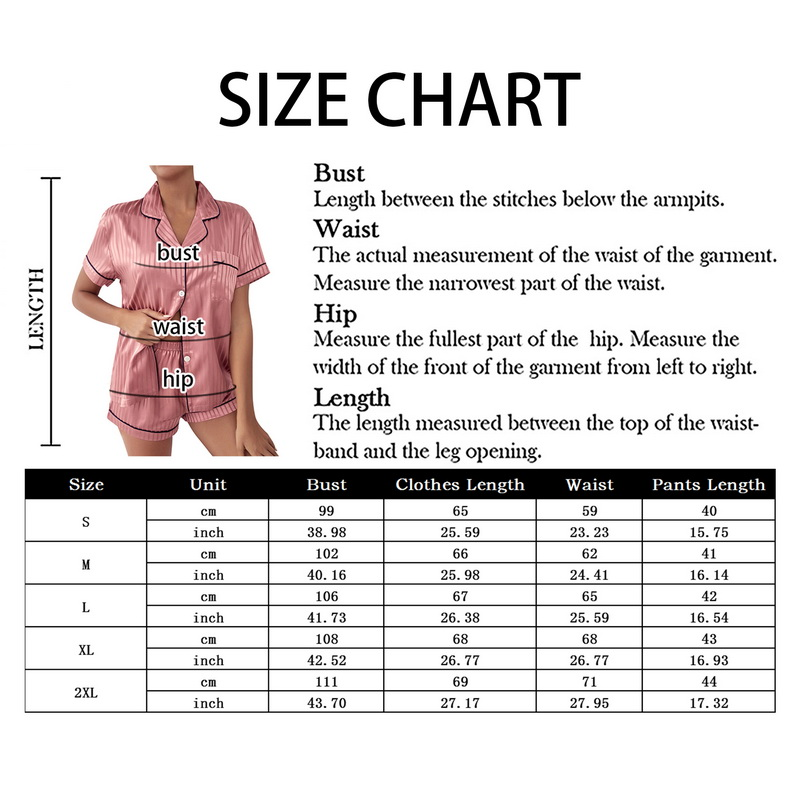 Pama Set Women's Striped Silky Satin Pamas Short Sleeve Top with Shorts Sleepwear PJ Set Underwear 2023 New S-2XL_voghion.com