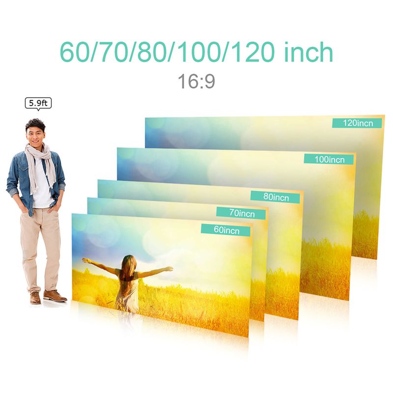 Écran de projection portable simple et anti-lumière, 60/70/80/100/120 pouces, pour la maison, l'extérieur et le bureau_voghion.com