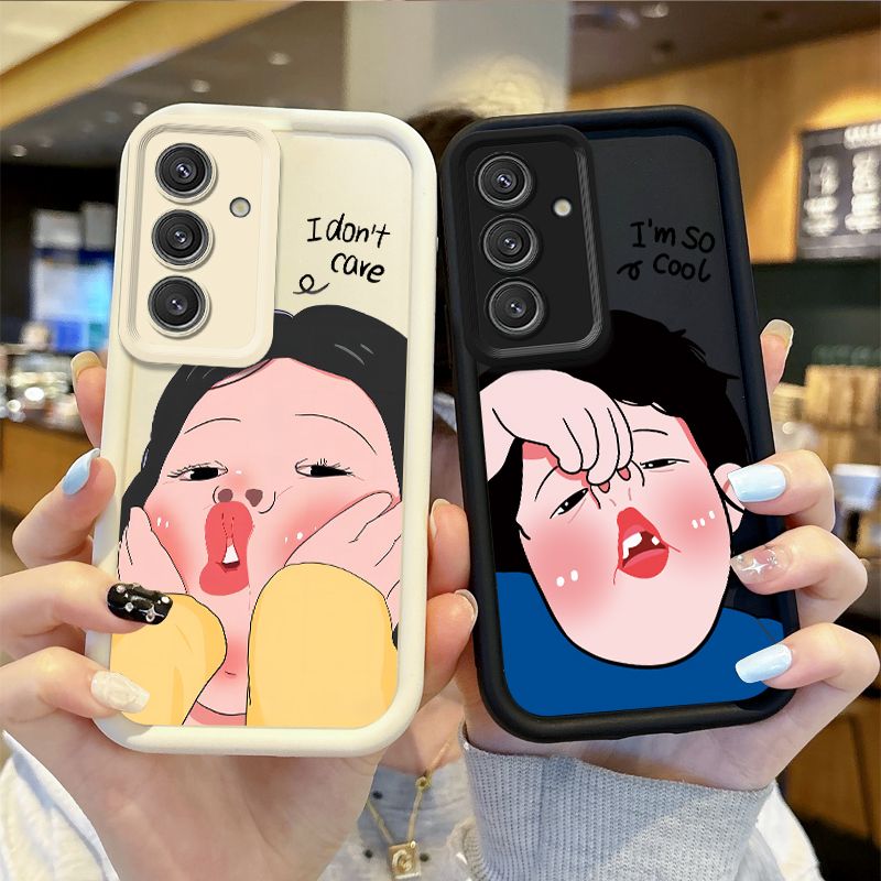 Personality Funny Girl Cartoon Phone Case for Samsung Galaxy S25 S24 S23 S22 S21 Ultra Plus S23 S21 S20 FE Silicone Shockproof Cover_voghion.com