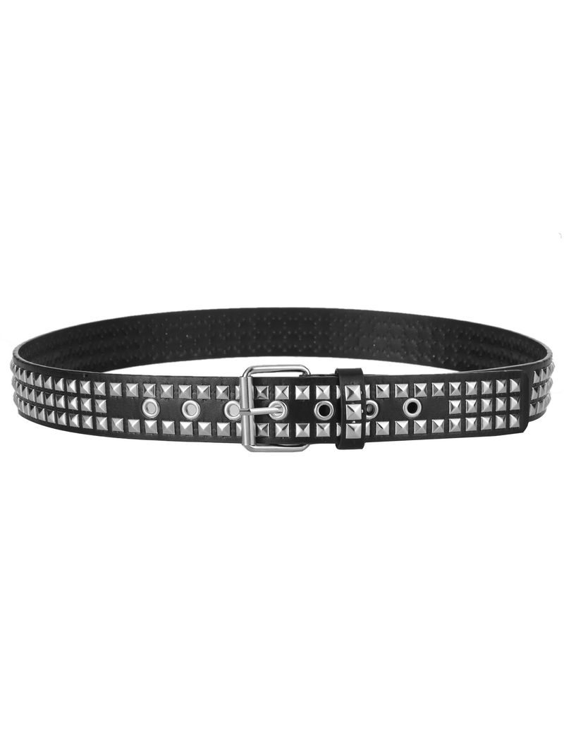 New European and American Square Bead Rivet Belt, Metal Pyramid Belt, Cross border Belt for Men and Women, Punk Hardware Jeans Belt_voghion.com