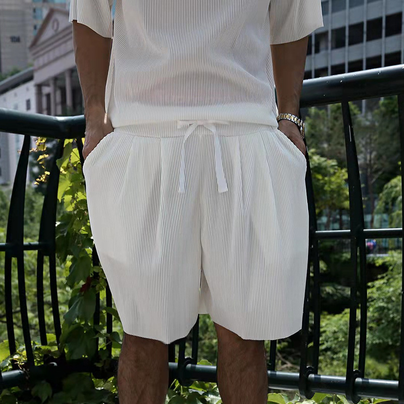 Herrenbekleidung Sommer Herren große Größe lockerer Anzug Kurzarm Shorts einfarbig Freizeitanzug Herren_voghion.com