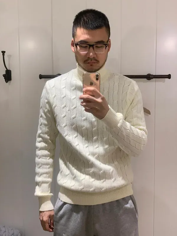 embroidered Pony Autumn And Winter Half Zip Men's Sweater Stand Collar Casual Couple Fried Dough Twists Top_voghion.com