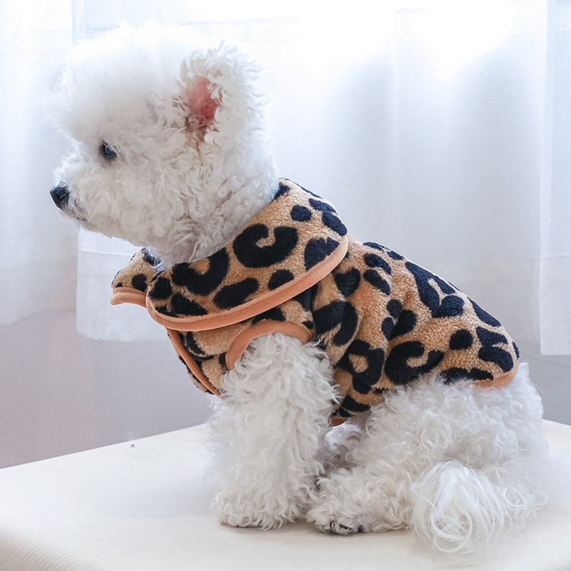 Guangying Haustier-Weste, Puppenhalsband, Leopardenmuster, ärmellos, zweibeiniger Welpen-Hunde-Pyjama-Kostüm, Heimtierbedarf_voghion.com