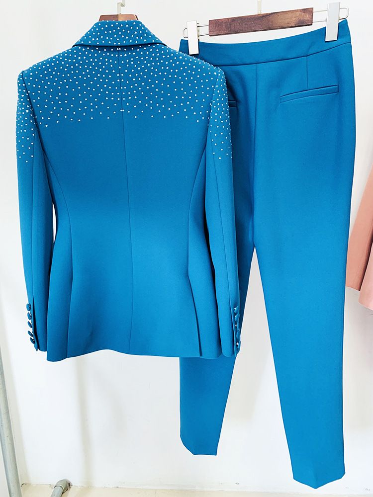 Men's Rhinestone-Embellished One-Button Blazer & Pants Set, Trendy Two-Piece Suit For Streetwear & Night Out_voghion.com