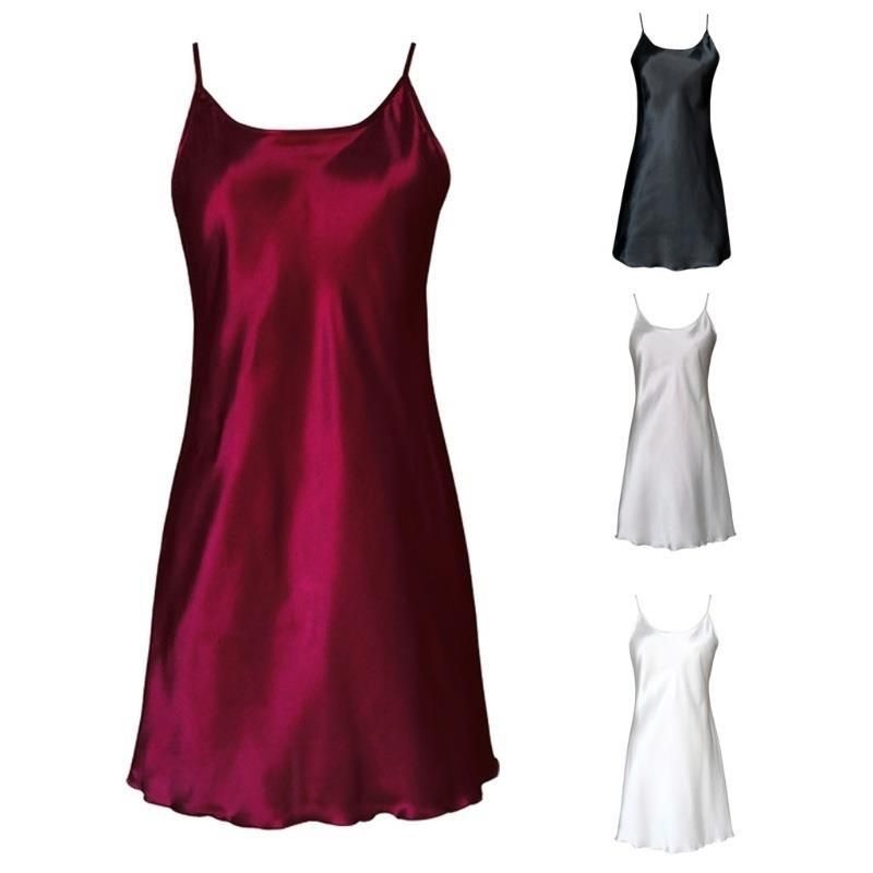 Ropa de mujer Lencería sexy Camisón de seda de verano con tirantes Falda con dobladillo de loto_voghion.com