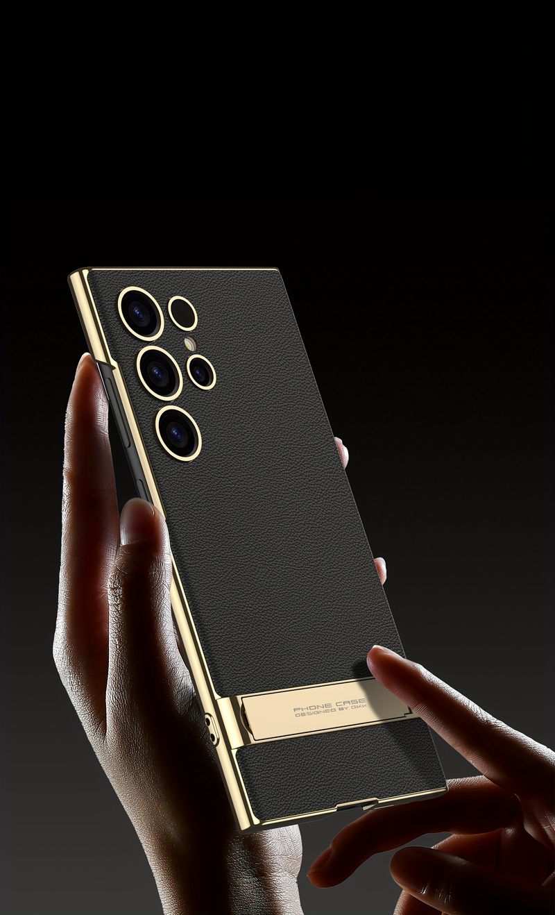 S24 Ultra Case - Premium Leather Bracket Phone Case With Holder - Protective Cover For S24 Ultra_voghion.com