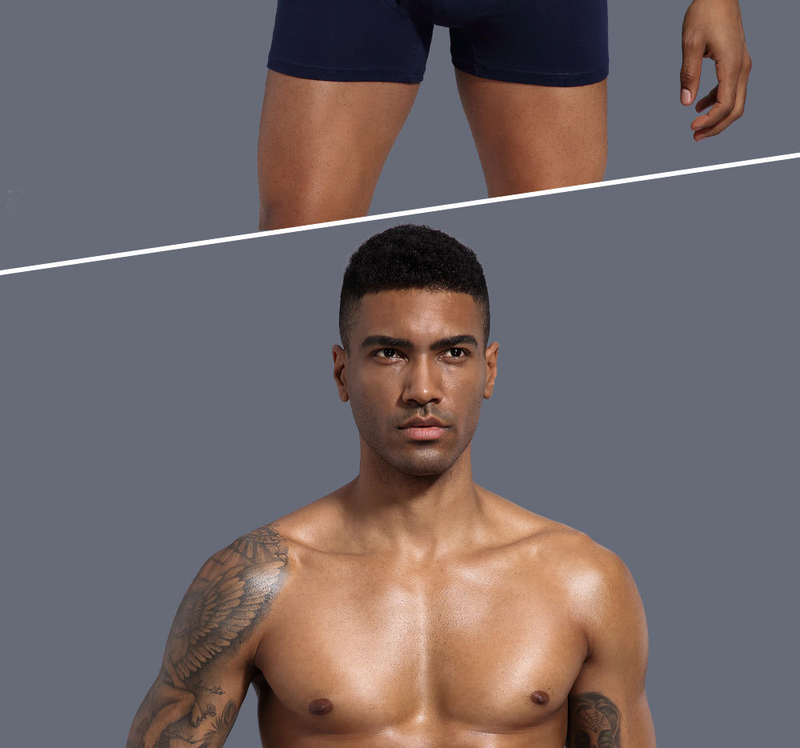 Men's Underwear Pure Cotton Men's Boxer Briefs Extended Opening Style Sports Solid Color_voghion.com