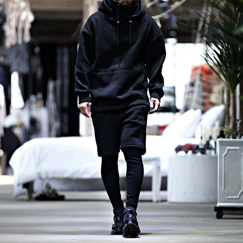 Conjunto de dos piezas de manga larga con capucha suelta para jóvenes de otoño/invierno 2024 para hombre_voghion.com