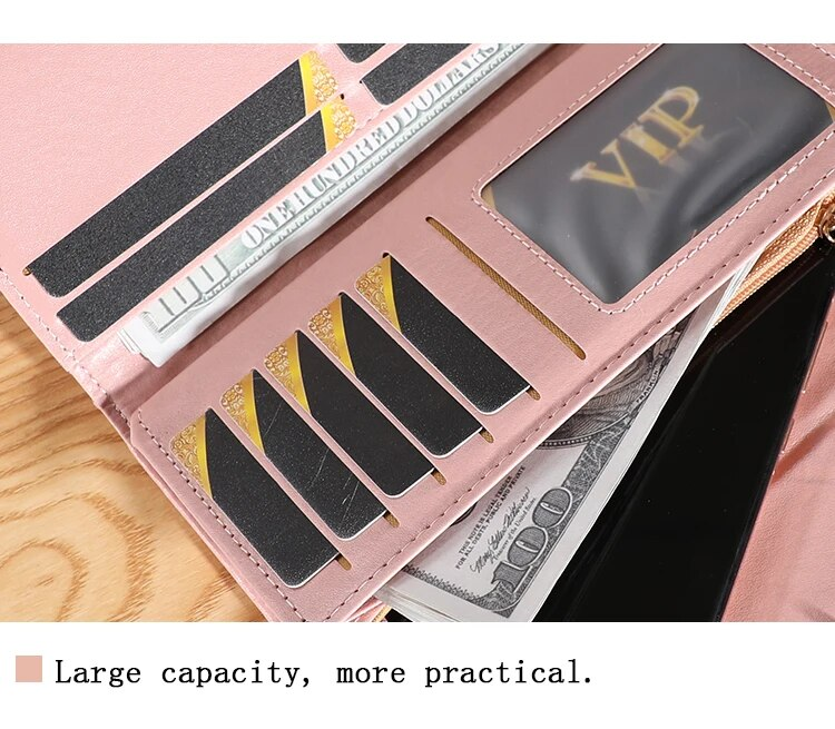 Frauen Brieftasche Dame Kupplung Leder Plaid Haspe Weibliche Brieftaschen Lange Länge Karte Halter Telefon Tasche Geld_voghion.com