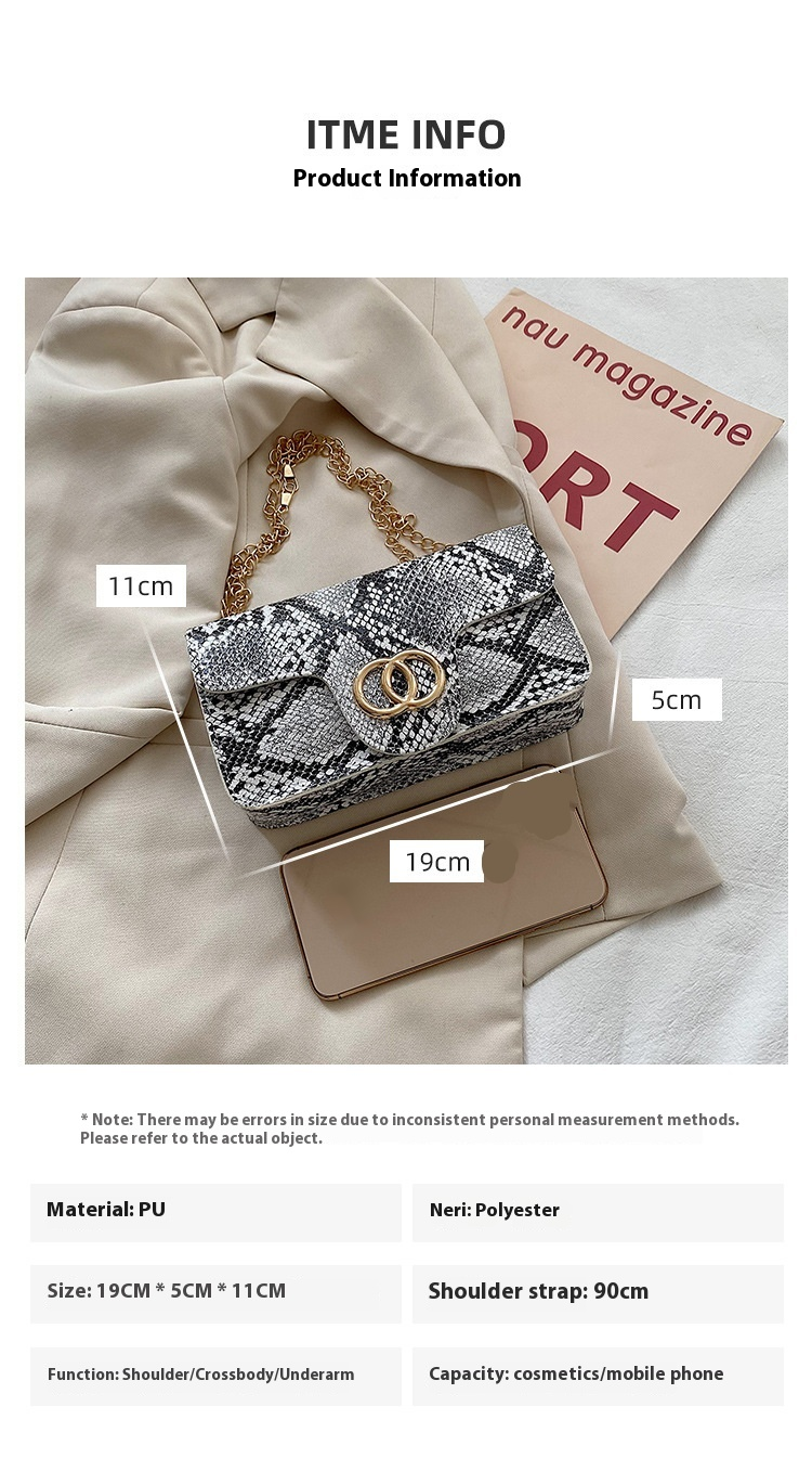 Borsa quadrata piccola con motivo serpente 2024 Nuova mini borsa per telefono europea e americana con tracolla a catena Borsa a tracolla_voghion.com