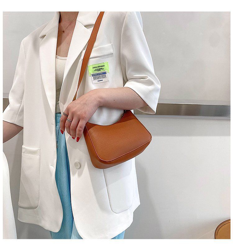 Borsa a tracolla sotto le ascelle in pelle PU tinta unita retrò Borse alla moda da donna Borse hobo casual e borsetta da donna_voghion.com