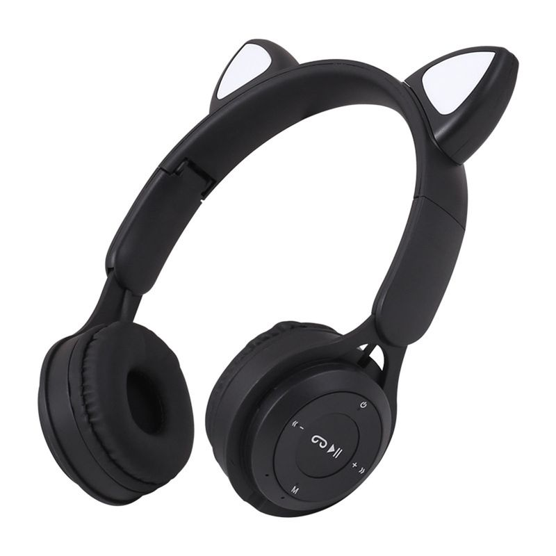MZ08 Headphone Bluetooth 5.0 Reduction Heavy Bass Foldable Storage Cute Cat with Gradient Light Wireless Headset Office_voghion.com