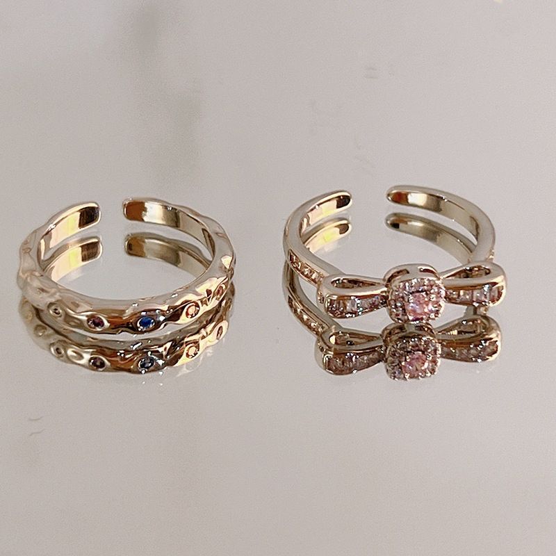 Single Rings Bow Diamond Ring With Adjustable Opening, Sweet And Cool Style, Light Luxury, High End, Exquisite And Versatile Ring Jewelry_voghion.com
