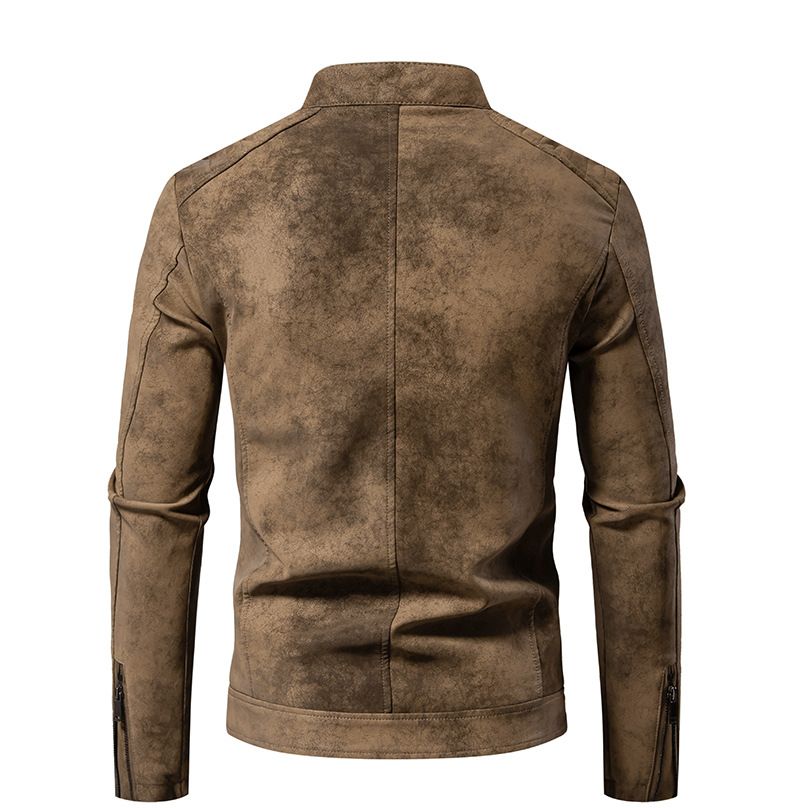Veste vintage en similicuir pour homme avec doublure polaire – Manteau en PU style motard rétro pour tenues décontractées et d'équitation._voghion.com