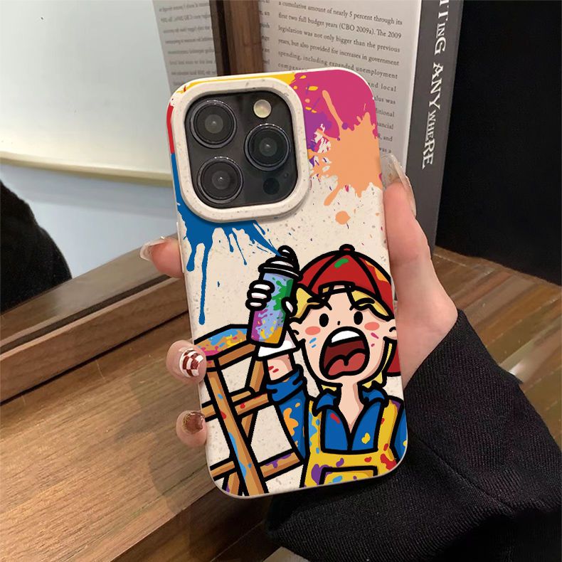 Graffiti Boy IPhone 15 Phone Case 14promax Silicone 13PRO Advanced 12/11/XR Anti Drop_voghion.com