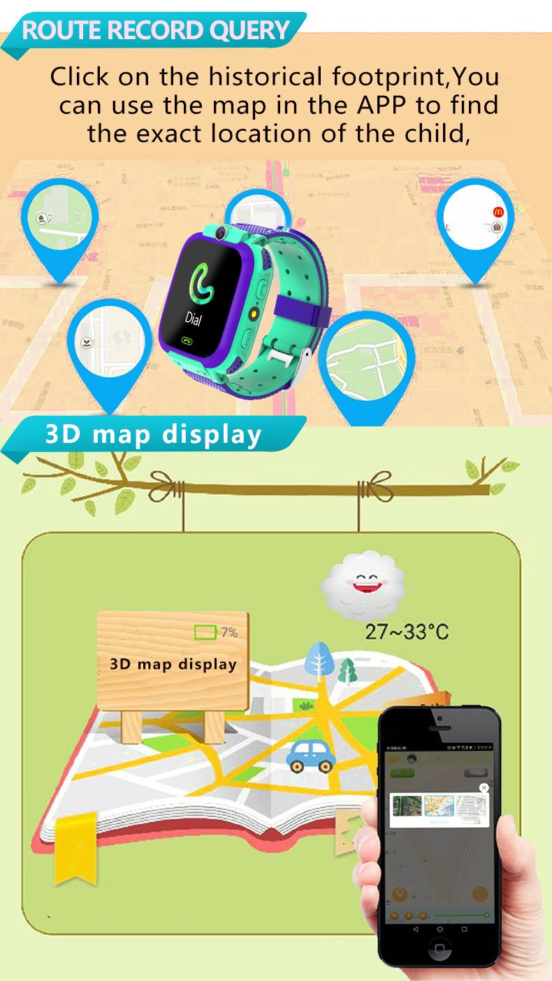 Relógio inteligente à prova d'água multifuncional para crianças, relógios GPS de posicionamento remoto sem preocupações para pais para crianças_voghion.com
