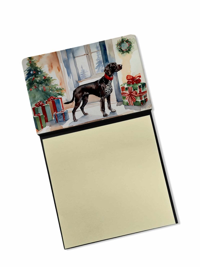 NEW German Shorthaired Pointer Cozy Christmas Sticky Note Holder Refillable Dispenser Self-Sticky Note Pads, Memo Pads Blank Desk Accessories_voghion.com