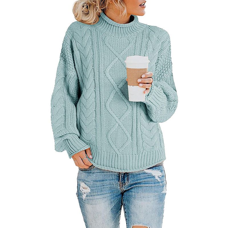 Maglione dolcevita in filato spesso da donna, autunno inverno 2025_voghion.com
