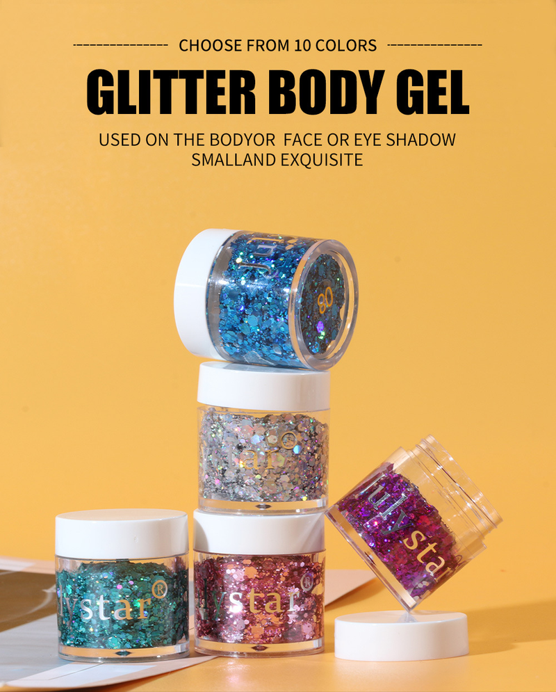 Ombretto in gel con paillettes di colore liquido per trucco natalizio monocromatico con diamante spezzato di bellezza_voghion.com