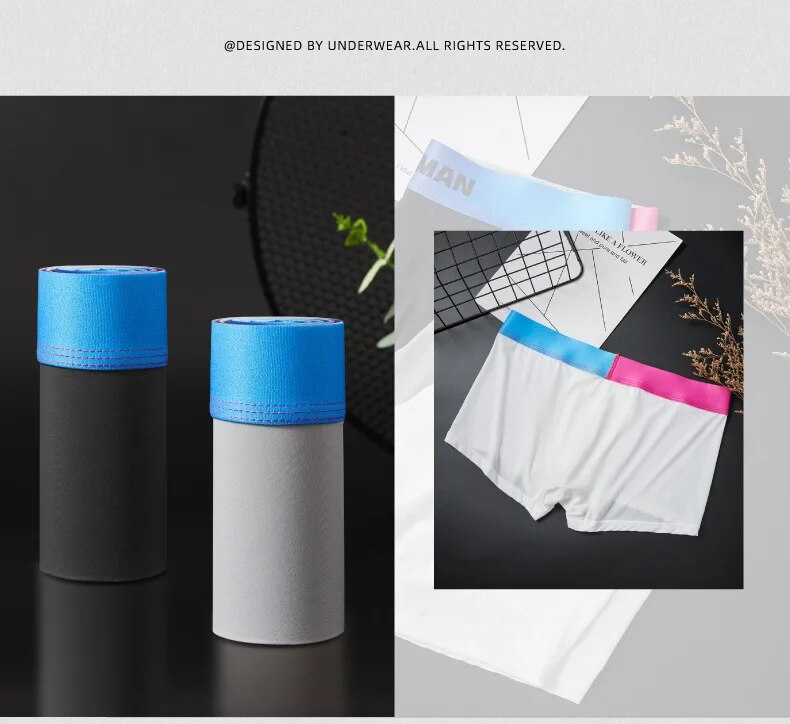 MERCURY Herren-Boxershorts, Eisseide, dünn, einfarbig, atmungsaktiv, Unterwäsche für Männer_voghion.com