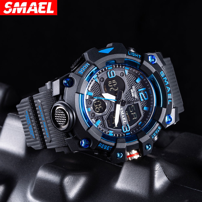 Smael smael orologio da uomo sportivo multifunzionale impermeabile orologio sveglia orologio elettronico di tendenza a doppio display_voghion.com