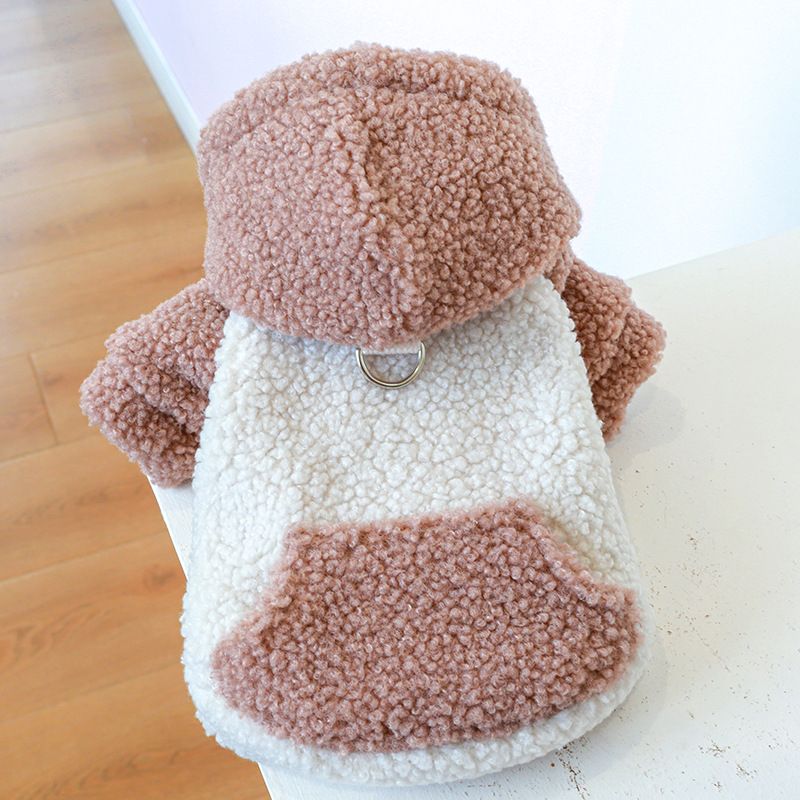 Pet Clothes Autumn and Winter New Warm Fleece Korean Style Sweater Warm Color Cold-resistant Lamb Fleece Traction Sweater_voghion.com